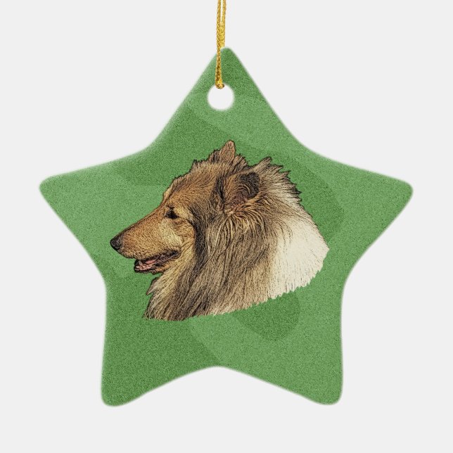 Ornamento De Cerâmica Feliz Natal Collie (Frente)