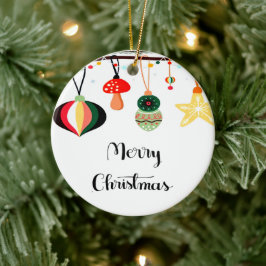 Ornamento De Cerâmica Feliz Natal com Estrelas Coloridas