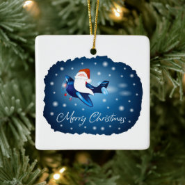 Ornamento De Cerâmica Feliz Natal com Papai Noel