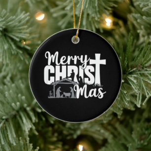 Ornamento De Cerâmica Feliz Natal Cristão Jesus Família 