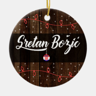 Ornamento De Cerâmica Feliz Natal croata, Sretan Božić rústico