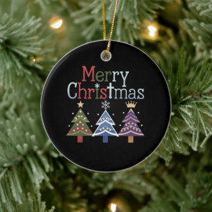 Ornamento De Cerâmica Feliz Natal Cruz Árvore de Natal Retro
