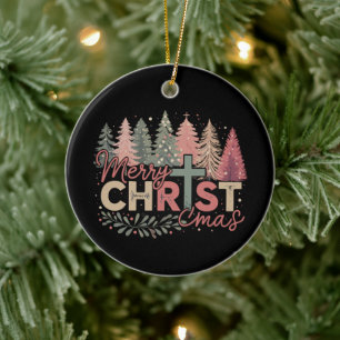 Ornamento De Cerâmica Feliz Natal Cruz Fé Jesus História Cristã