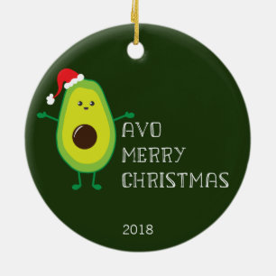 Ornamento De Cerâmica Feliz Natal customizável de Avo