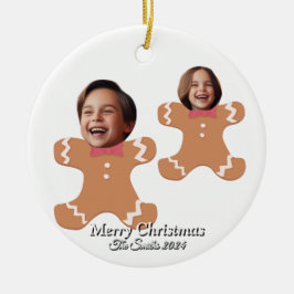 Ornamento De Cerâmica Feliz Natal da família moderna