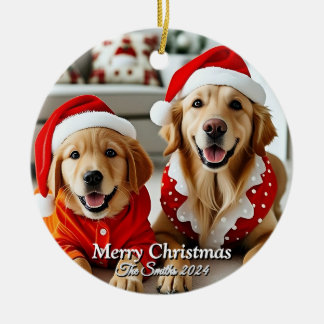 Ornamento De Cerâmica Feliz Natal da família moderna