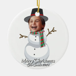 Ornamento De Cerâmica Feliz Natal da família moderna