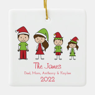Ornamento De Cerâmica Feliz Natal da Família Personalizada
