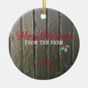 Ornamento De Cerâmica Feliz Natal da Fazenda Photo Horse Barn