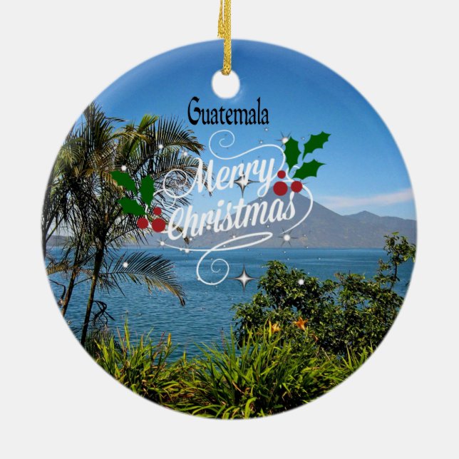 Ornamento De Cerâmica Feliz Natal da Guatemala (Traseira)