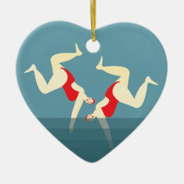 Ornamento De Cerâmica Feliz Natal das Duas Mulheres Selvagens Nadadoras