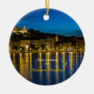 Ornamento De Cerâmica Feliz Natal de Budapeste, Hungria,