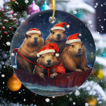 Ornamento De Cerâmica Feliz Natal de Capybara<br><div class="desc">Este design pode ser personalizado escolhendo a opção Editar Design. Você também pode transferir para outros itens. Entre em contato comigo em colorflowcreations@gmail.com ou use a opção de bate-papo no topo da página se você quiser ter este design em outro produto ou precisar de assistência. Veja mais designs ou siga-me...</div>