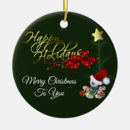 Ornamento De Cerâmica Feliz Natal de Férias