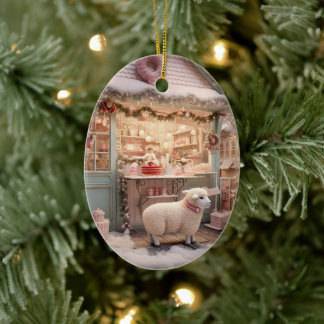 Ornamento De Cerâmica Feliz Natal de ovelha, presente para amantes de fa