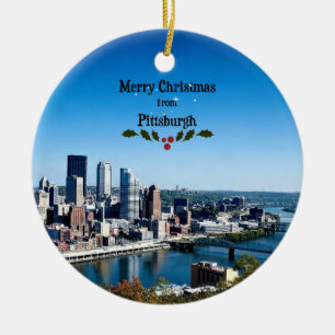 Ornamento De Cerâmica Feliz Natal de Pittsburgh, Pensilvânia