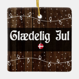 Ornamento De Cerâmica Feliz Natal dinamarquês, estilo rústico de