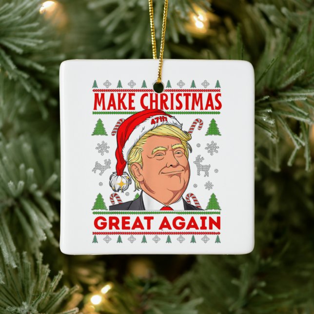 Ornamento De Cerâmica Feliz Natal, Donald Trump (Árvore)