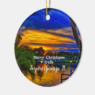 Ornamento De Cerâmica Feliz Natal dos Primaveras Tarpon, FL