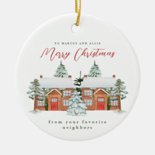 Ornamento De Cerâmica Feliz Natal dos teus vizinhos favoritos