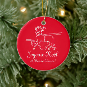 Ornamento De Cerâmica Feliz Natal e Ano Novo em francês Natal