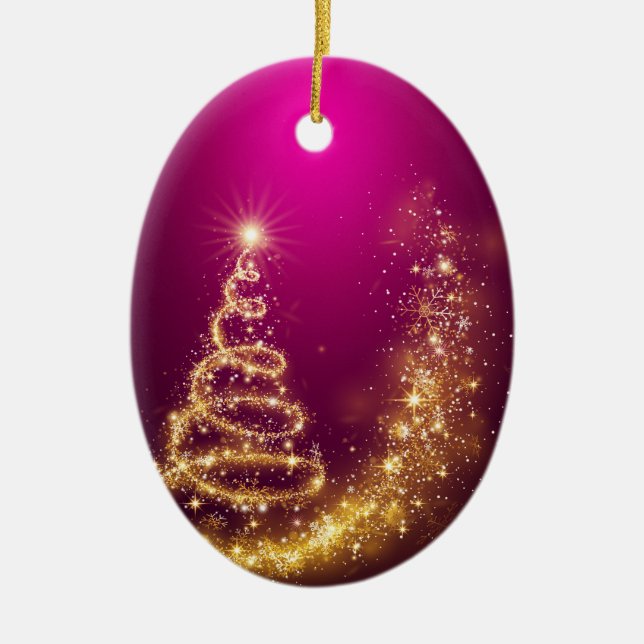 Ornamento De Cerâmica Feliz Natal e Feliz ano novo! (Frente)