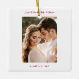 Ornamento De Cerâmica Feliz Natal e Foto de Casados