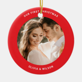 Ornamento De Cerâmica Feliz Natal e Foto de Casados