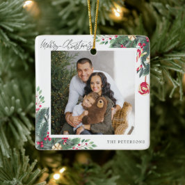 Ornamento De Cerâmica Feliz Natal Elegante Foto de Saudação de Natal