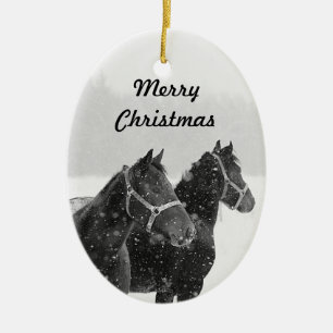 Ornamento De Cerâmica Feliz Natal Entusiasta de Cavalos Ideia de Present