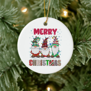 Ornamento De Cerâmica Feliz Natal Família Gnomo Divertido Árvore de Nata