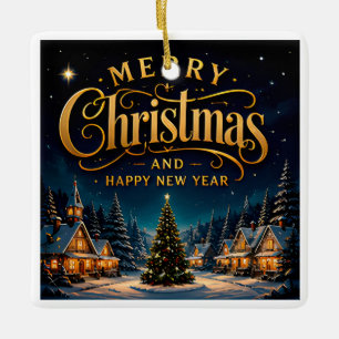 Ornamento De Cerâmica Feliz Natal Feliz Ano Novo Aldeia Nevada