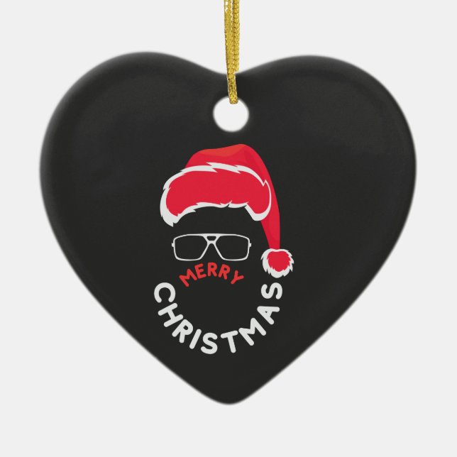 Ornamento De Cerâmica Feliz Natal, Feliz e Brilho (Frente)