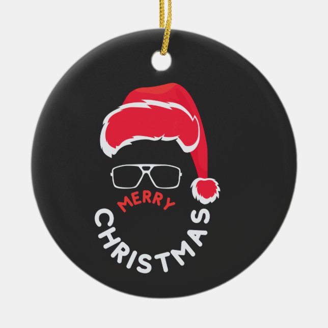 Ornamento De Cerâmica Feliz Natal, Feliz e Brilho (Frente)