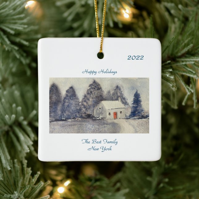 Ornamento De Cerâmica Feliz Natal Feriado, Algodão Neve (Árvore)