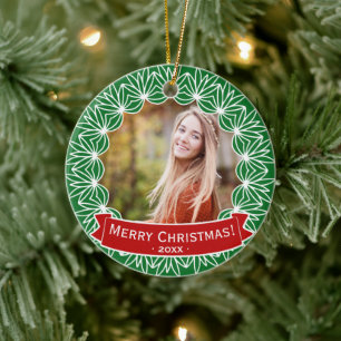Ornamento De Cerâmica Feliz Natal Feriado Personalizado Foto de Férias P