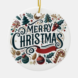 Ornamento De Cerâmica Feliz Natal Festivo e Cordial