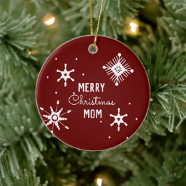 Ornamento De Cerâmica Feliz Natal Flocos de Neve Rótulo Mamãe   Cerâmica