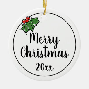 Ornamento De Cerâmica Feliz Natal - Folhas Sagradas