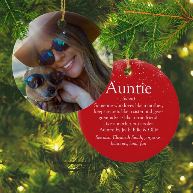 Ornamento De Cerâmica Feliz Natal - Foto da Melhor Tia da Tia (Merry Christmas Best Aunt Auntie Definition Photo Ceramic Ornament)