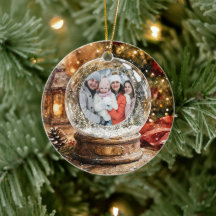 Feliz Natal Foto de Globo de Neve Rústico