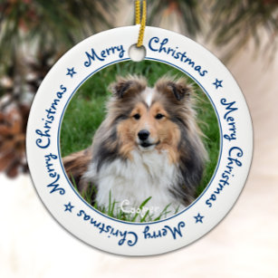 Ornamento De Cerâmica Feliz Natal - Foto Única Trendy Blue Pet Dog