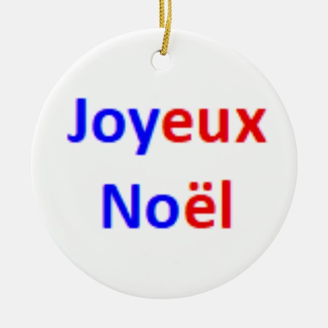 Ornamento De Cerâmica feliz natal francês (Frente)