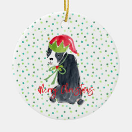 Ornamento De Cerâmica Feliz Natal Francês Buldogue Holly NAME Festivo