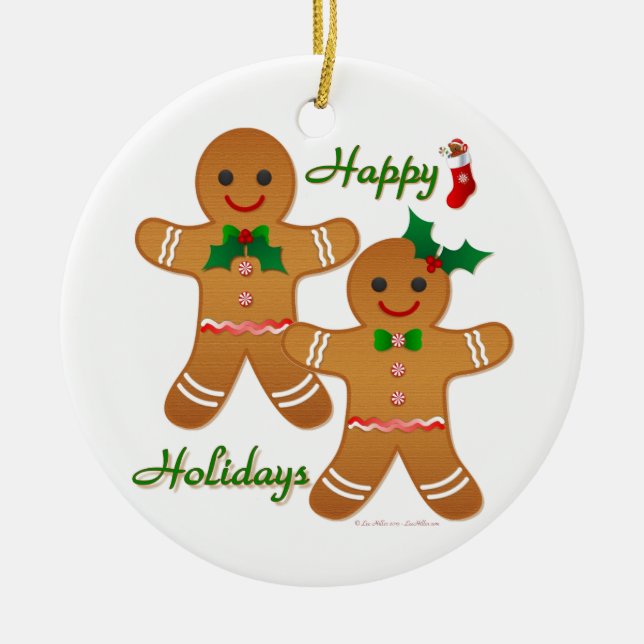 Ornamento De Cerâmica Feliz Natal Gingercake Man Boy (Frente)