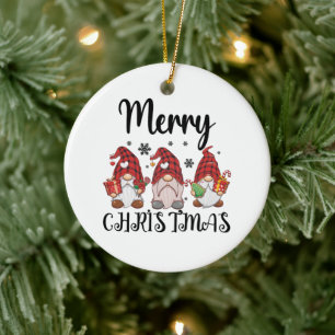 Ornamento De Cerâmica Feliz Natal Gnomies Gnomos de Natal