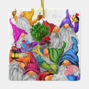 Ornamento De Cerâmica Feliz Natal Gnomo Festa Engraçado Desenho