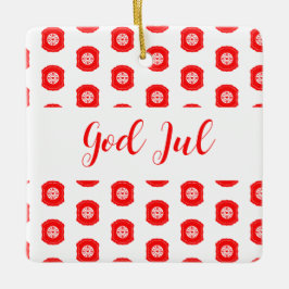 Ornamento De Cerâmica Feliz Natal God Jul padrão escandinavo presente