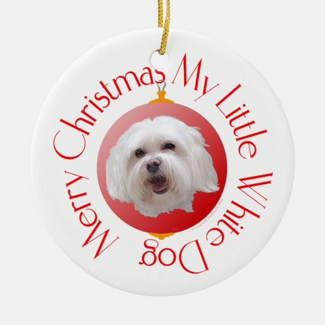 Ornamento De Cerâmica Feliz Natal Havanese (Frente)