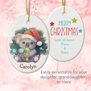 Ornamento De Cerâmica Feliz Natal Koala Bear Kids Natal